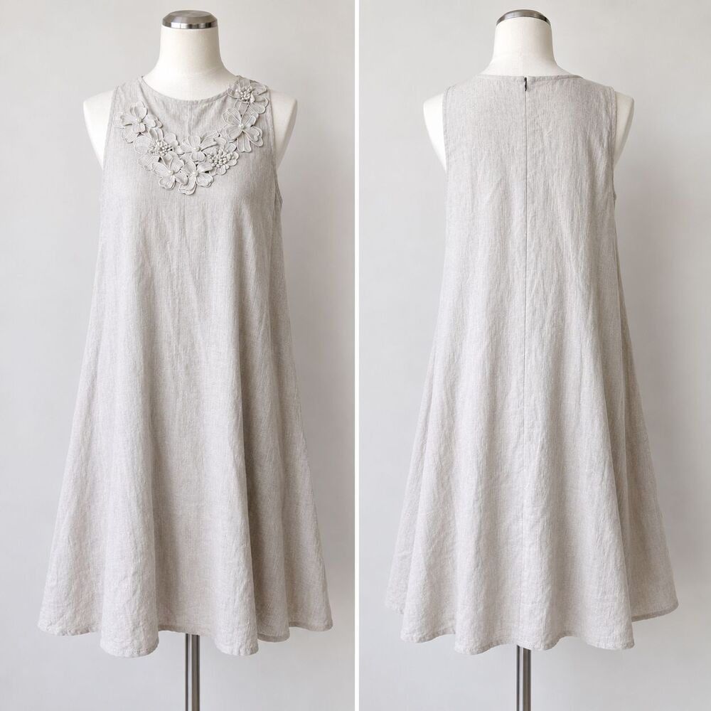 Rosemarine Dress Women Small Linen Minimalist Coastal Lagenlook Boho Cottagcore
